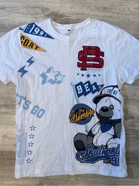Southpole White Graphic Bear Short Sleeve Tee